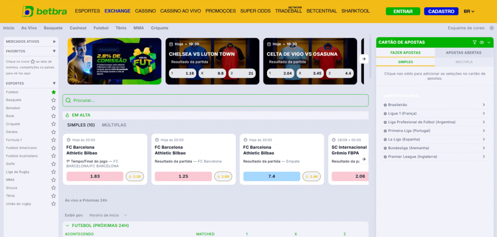 Exemplo da página de Exchange da BetBra