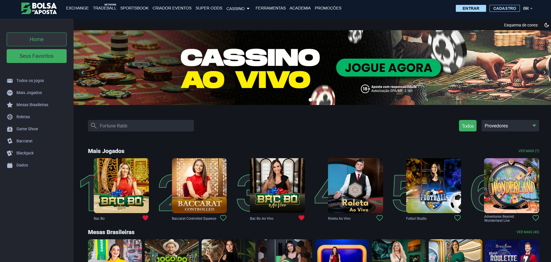 Imagem exemplificativa do Bolsa de Aposta cassino